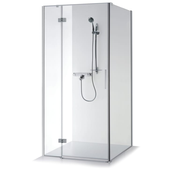 Brasta Nina Plus dusjvegg, 90x90x200 cm, klart glass, krom profil
