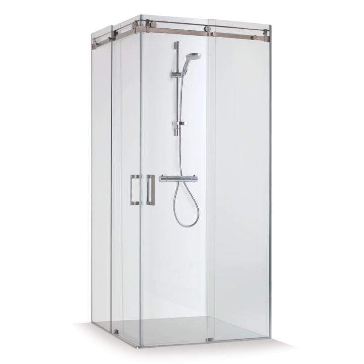 Brasta Vesta dusjvegg, 90x90x200 cm, klart glass, krom profil