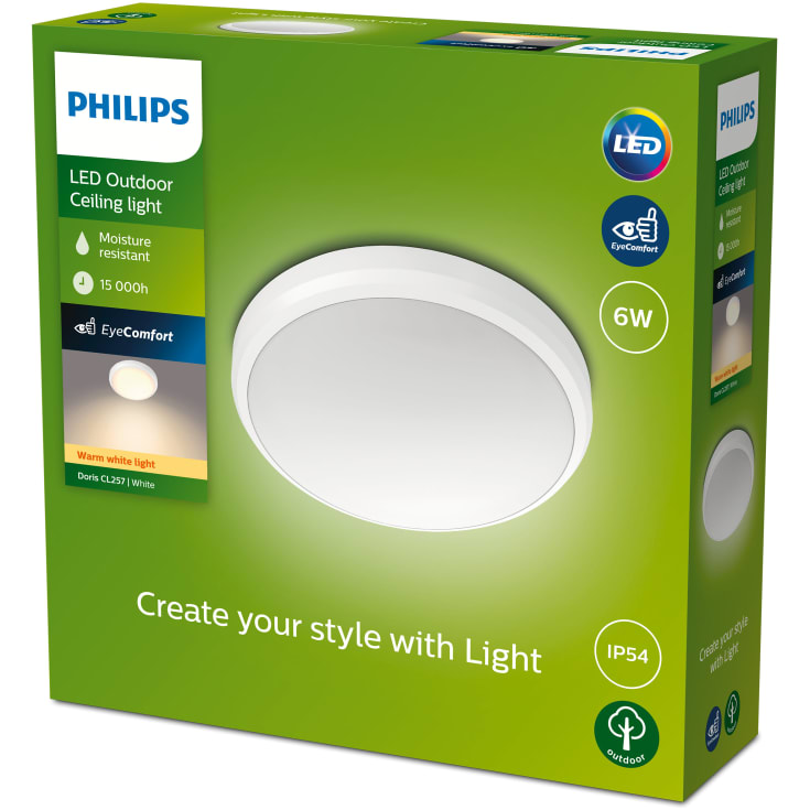 Philips myGarden Doris plafond utendørs, 2700K, hvit