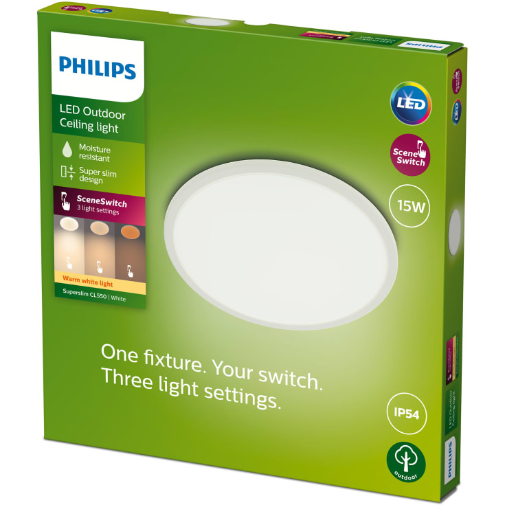 Philips myGarden SceneSwitch Super Slim plafond utendørs, hvit, 2700K