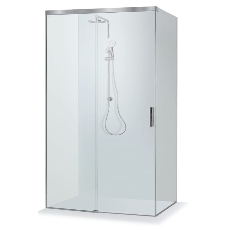 Brasta Milda Soft dusjvegg, 120x80x200 cm, klart glass, krom profil