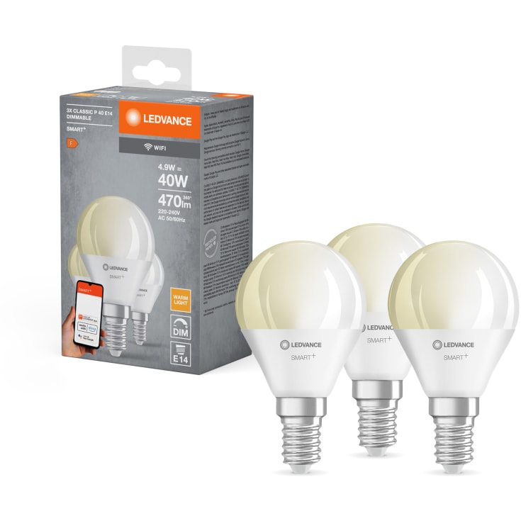 Ledvance Smart+ Wifi kronepære E14 med varmt hvidt lys