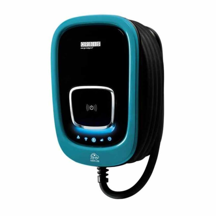 Orbis Viaris UNI ladestasjon med Tesla-knapp, Type 2, 22 kW, WiFi
