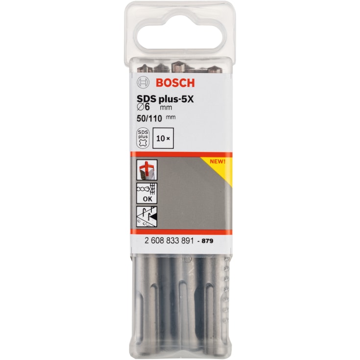 Bosch 4-blads borhammer SDS-plus-5X, 6x50/110 mm, 10 stk.