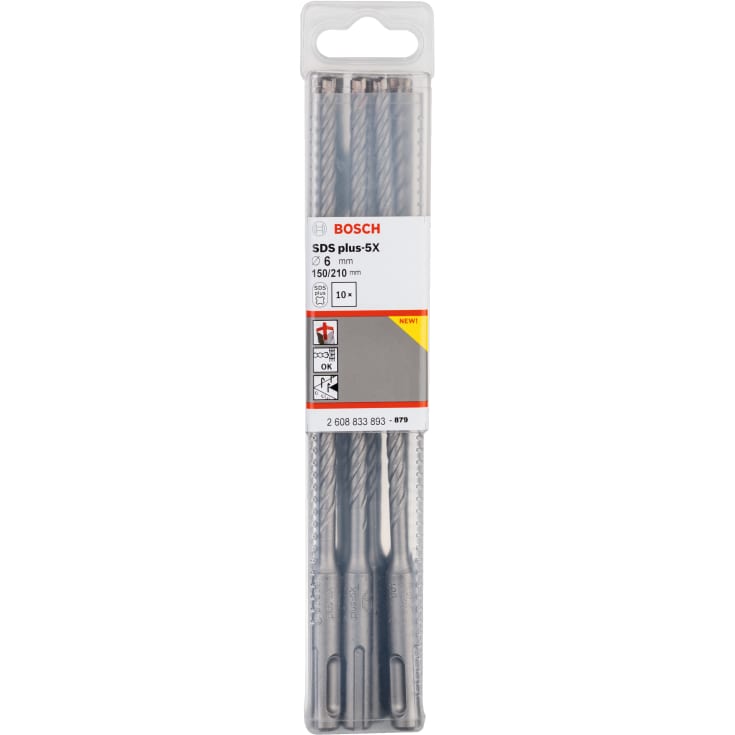 Bosch 4-blads borhammer SDS-plus-5X, 6x150/210 mm, 10 stk.