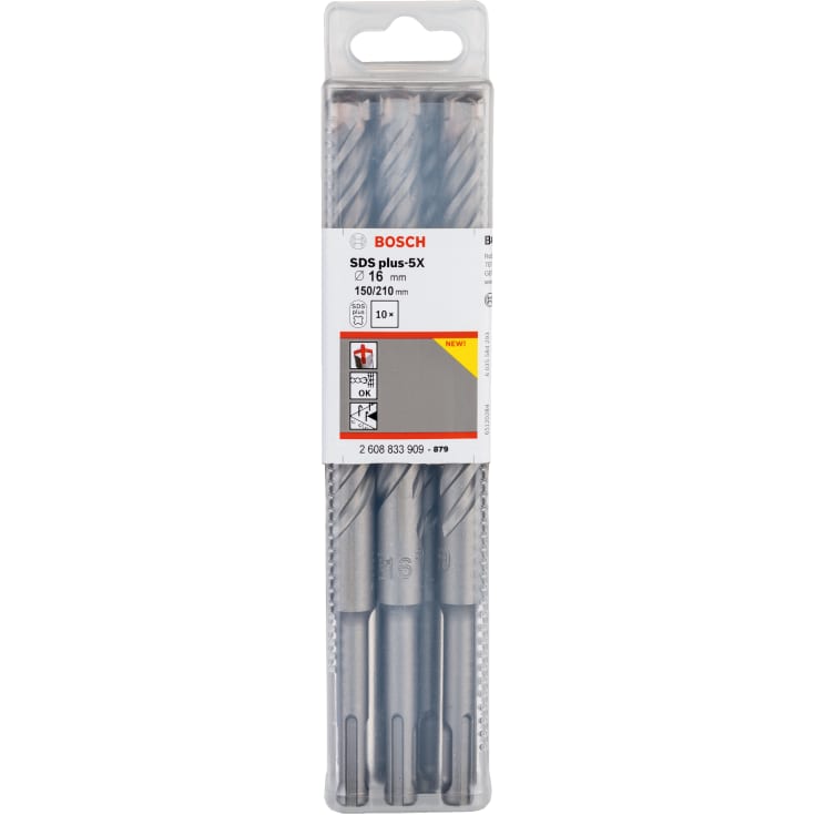 Bosch 4-blads borhammer SDS-plus-5X, 16x150/210 mm, 10 stk.