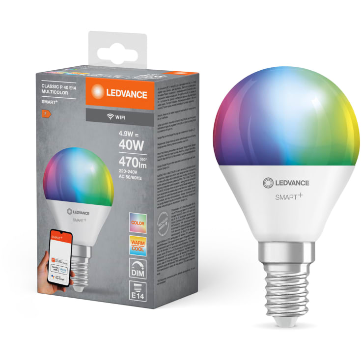 Ledvance Smart+ Wifi E14 klotlampa, färgändring + justerbar vit, 4,9W, 1 st