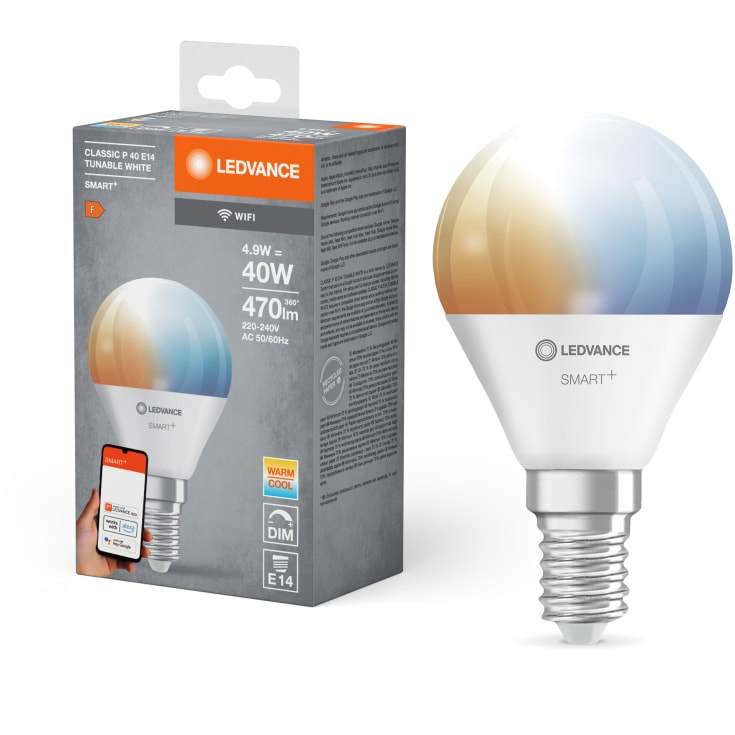 Ledvance Smart+ Wifi E14 kronepære, justerbar hvit, 4,9W, 1-pak