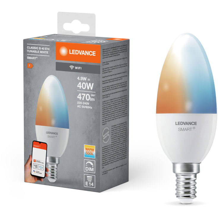 Ledvance Smart+ Wifi E14 kronljuslampa, justerbar vit, 4,9W, 1 st