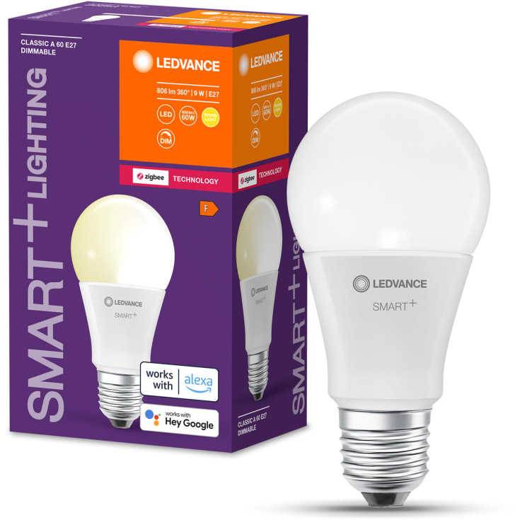 Ledvance Smart+ ZigBee E27 standardpære, hvit lysfarge, 9W