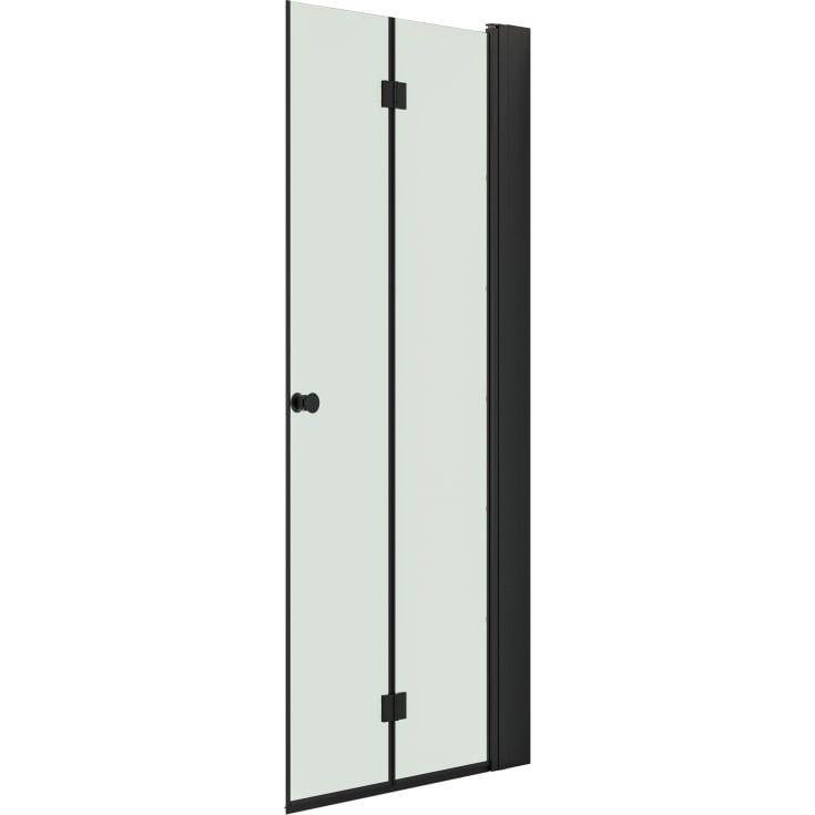 Dansani Match brusedør, model B+Tower reol, 97 cm, klart glas, sort profil
