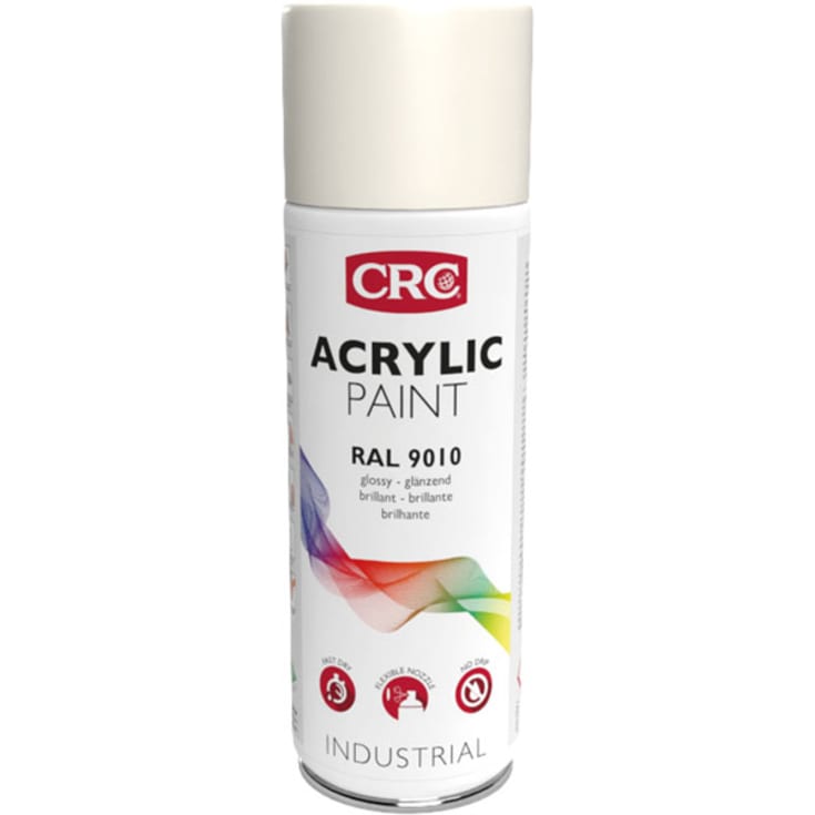 6 stk AKRYL SPRAYMALING, REN HVIT GLANS RAL 9010, AEROSOL 400ML