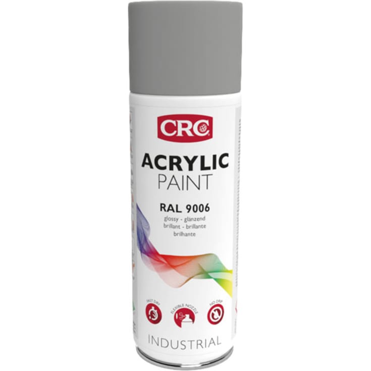 6 stk AKRYL SPRAYMALING, HVIT ALUMINIUM RAL 9006, AEROSOL 400 ML
