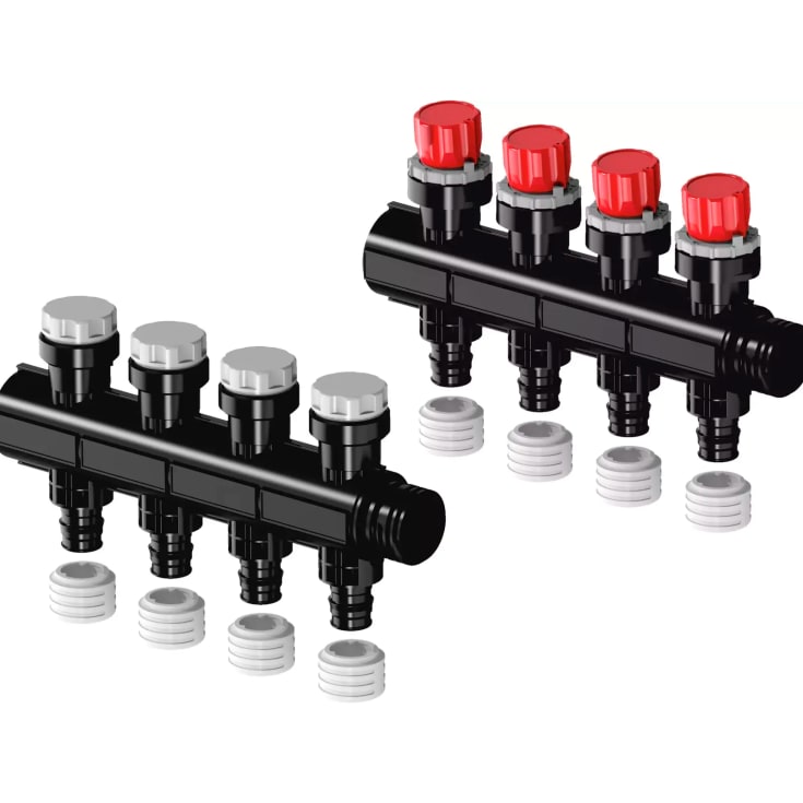 Uponor Vario PLUS GV fördelare Q&E 1", 20 x2 mm, 4 förgreningar