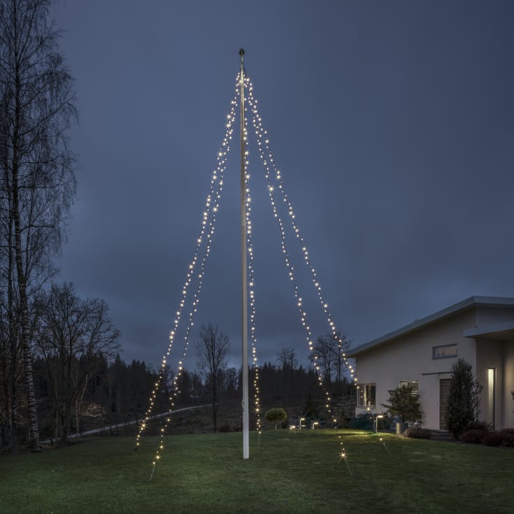 2 st Konstsmide flaggstångsbelysning, 500 varmvita ljus, 11 meter
