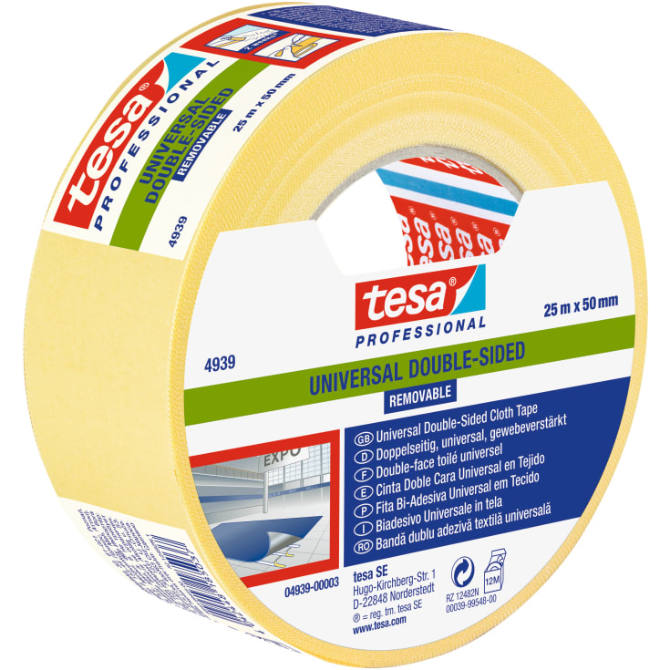Tesa aftagelig dobbeltklæbende tape, 50 mm, 25 meter