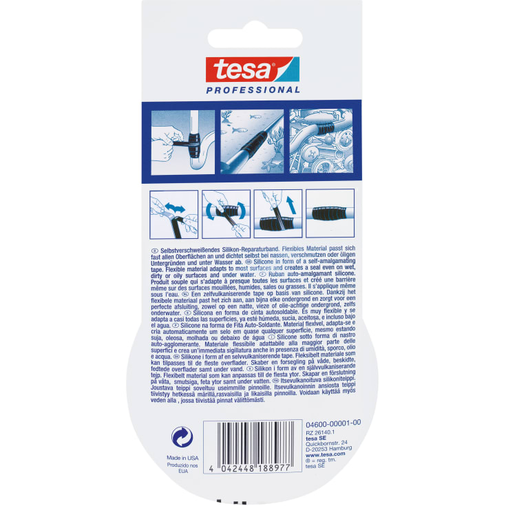 Tesa selvvulkaniserende tape, sort, 25 mm, 3 meter