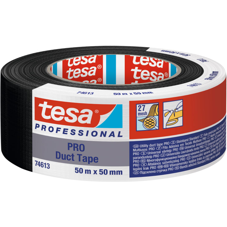 Tesa Pro 74613 lærredstape, sort, 50 mm, 50 meter