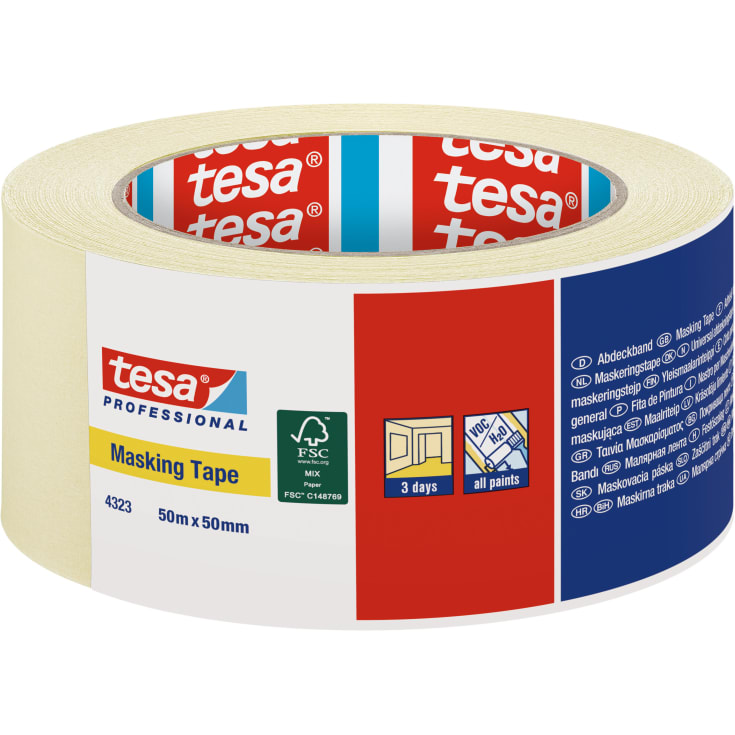 Tesa 4323 afdækningstape, 50 mm, 50 meter