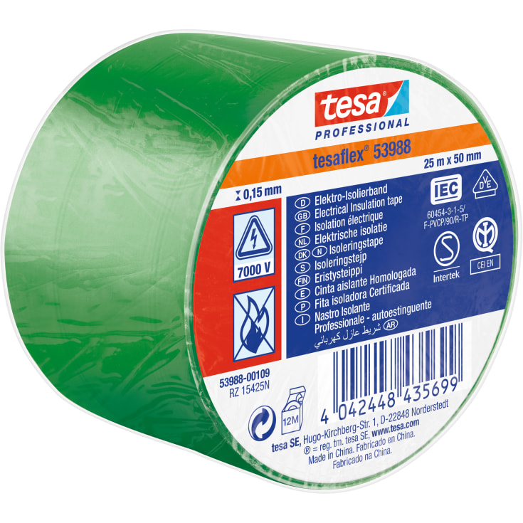 Tesa isoleringstape, grøn, 50 mm, 25 meter