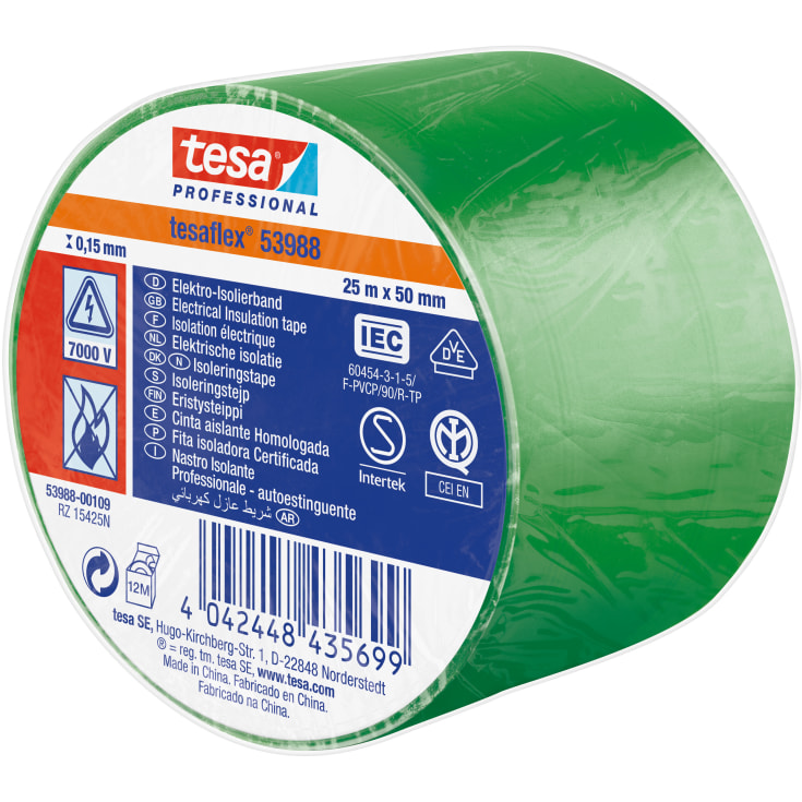 Tesa isoleringstape, grøn, 50 mm, 25 meter