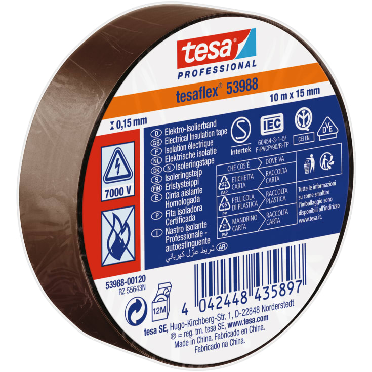 Tesa isoleringstape, brun, 15 mm, 10 meter