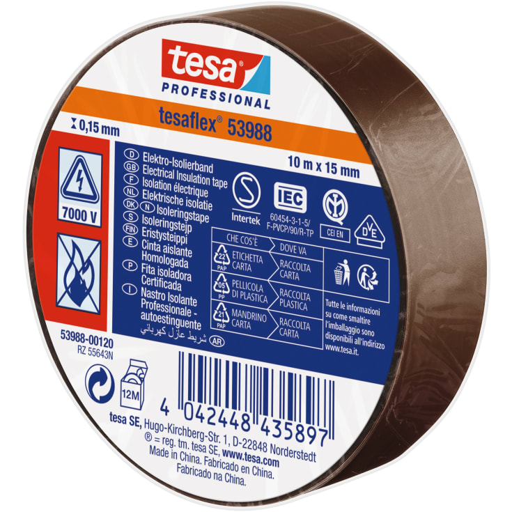 Tesa isoleringstape, brun, 15 mm, 10 meter