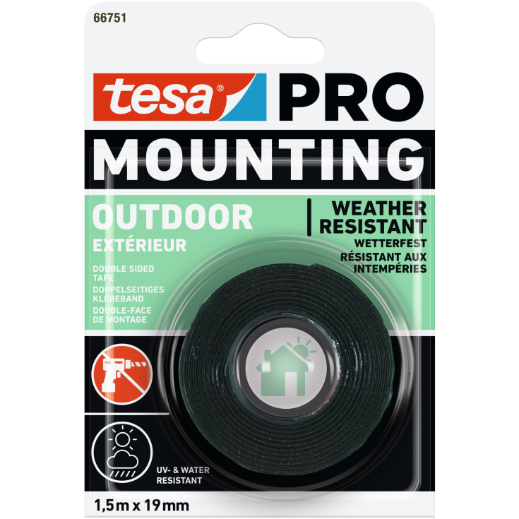 Tesa Pro uv dobbeltklæbende monteringstape, 19 mm, 1,5 meter