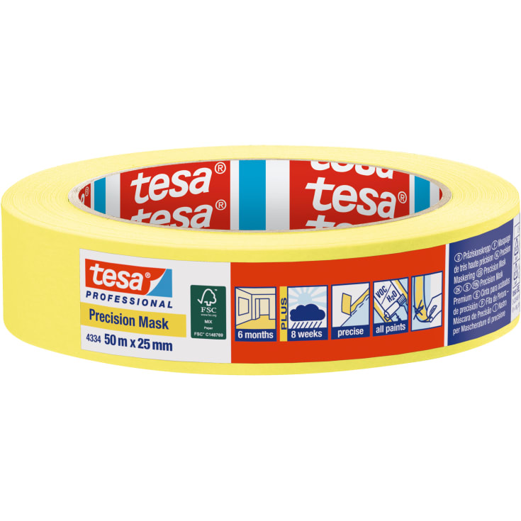 Tesa 4334 afdækningstape, 25 mm, 50 meter