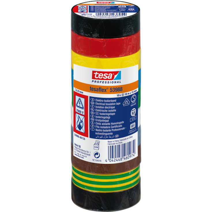 Tesa isoleringstape, mixpakke, 10 mm, 15 meter, 10 ruller