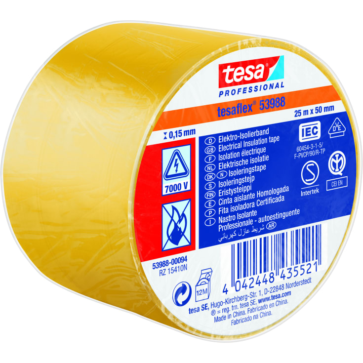 Tesa isoleringstape, gul, 50 mm, 25 meter