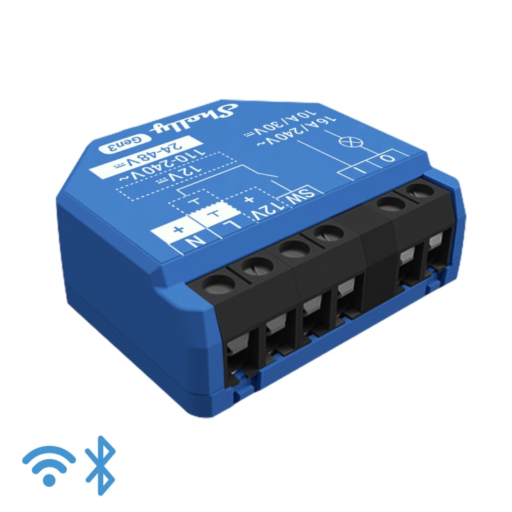 Shelly 1 Gen3, WiFi-relä med potentialfri kontaktuppsättning