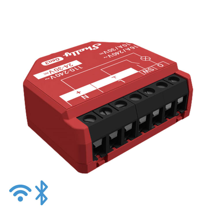 Shelly 1PM Gen3, WiFI relæ med effektmåling (24VDC/230VAC)