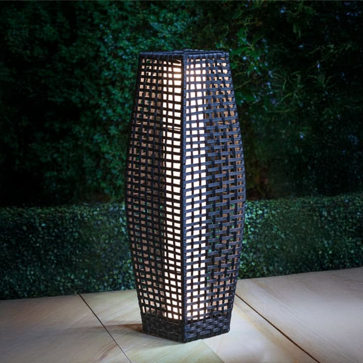 Solar Rattan Floor 69x22 cm, lampe indsats m/varm hvide lys
