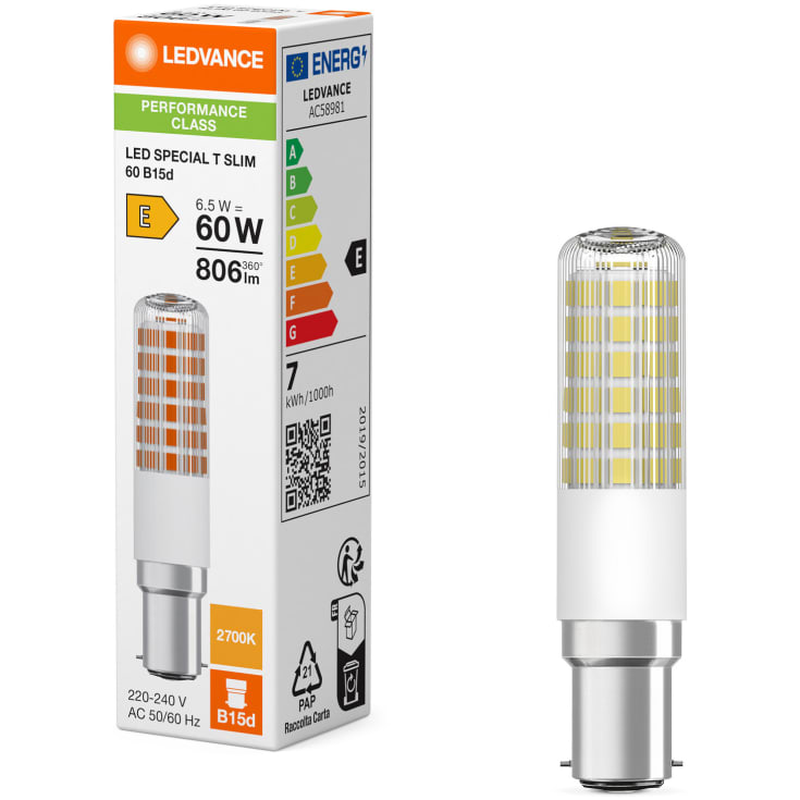 Ledvance B15d rørpære, 2700K, 6,5W