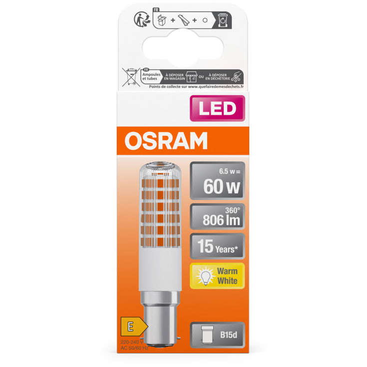 Osram LED T SLIM klar 806lm 6,5W/827 (60W) B15d