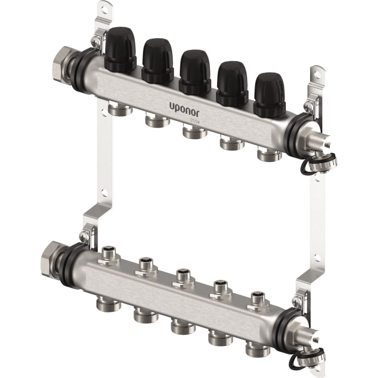 Uponor Vario S 1" värmekretsfördelare, 5 kretsar