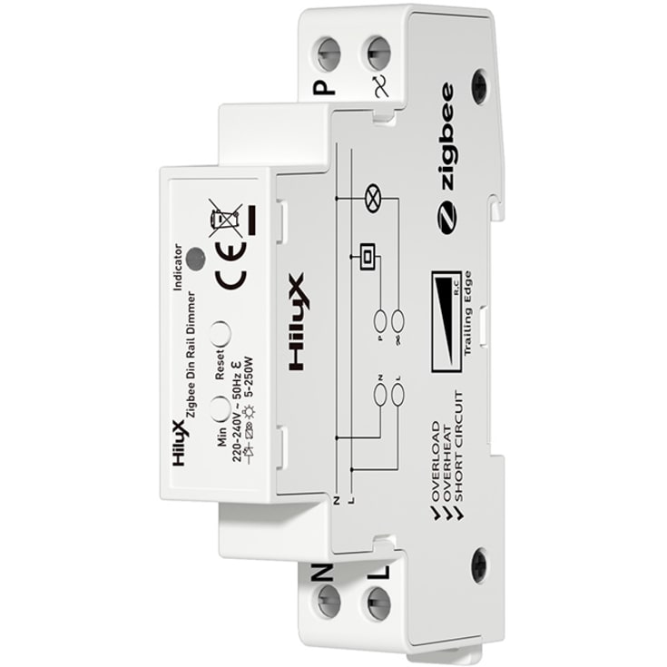 HiluX Zigbee DIN skinne lysdæmper - 250w