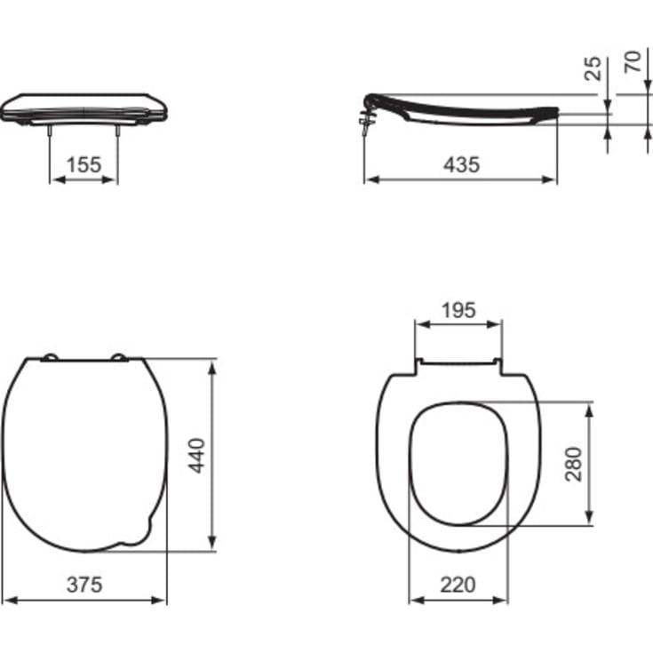 Ideal Standard Contour 21 toalettsits, vit högglans