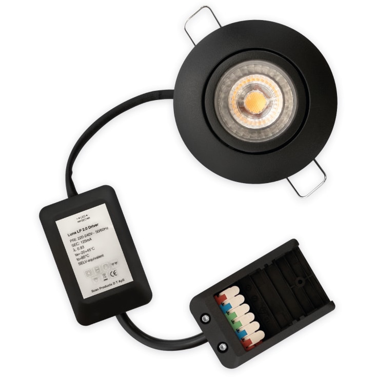 Scan Products Luna Low Profile 2.0 downlight, 2700K, matt svart