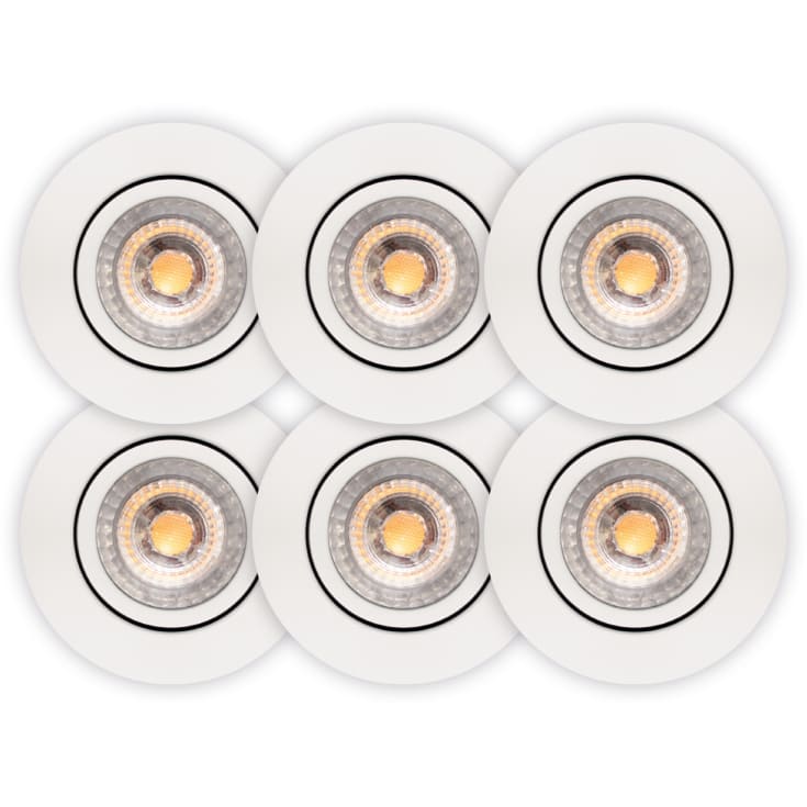 Scan Products Luna Low Profile indbygningsspot, mat hvid, 2700K, 6-pak