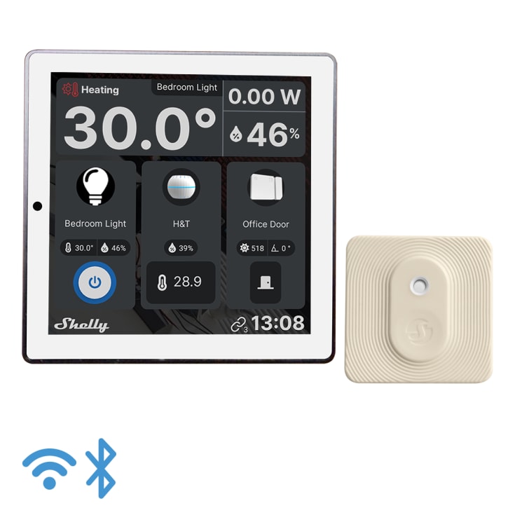 Shelly Væg Display hvid + BLU H&T elfenben, WiFi touch skærm