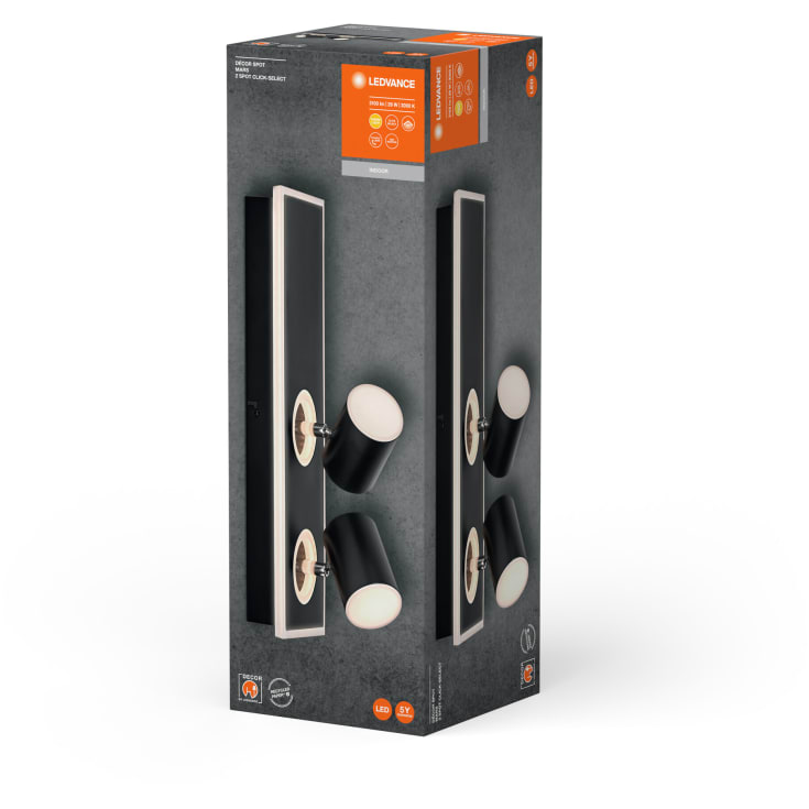 Ledvance Decor Mars tak- og veggspotlight, 2 spotlights, svart