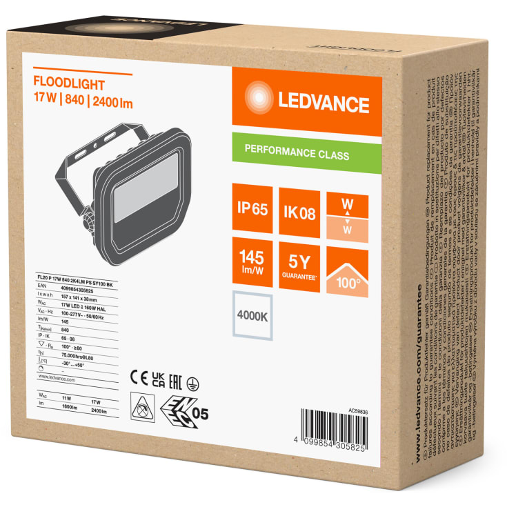 Ledvance Floodlight PFM multi lumen 2400lm 17W/840 IP65 sort