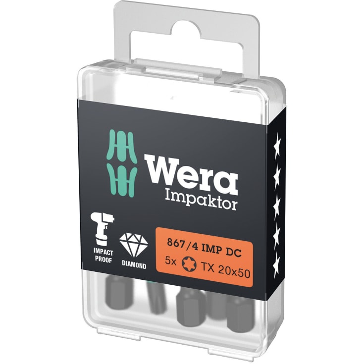 Wera 867/4 Impaktor Torx bit, TX20, 5 stk.