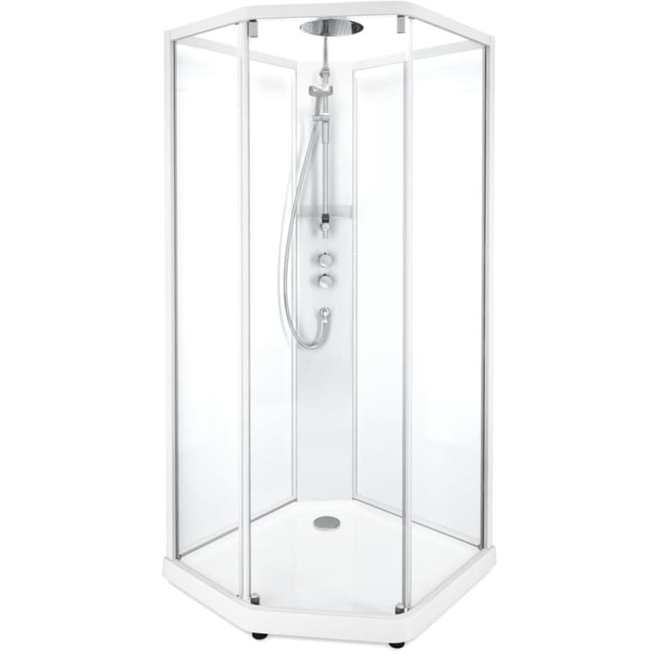 Contura Shower Showerama dusjkabinett-pakke, 100x100 cm, hvit profil, klart glass