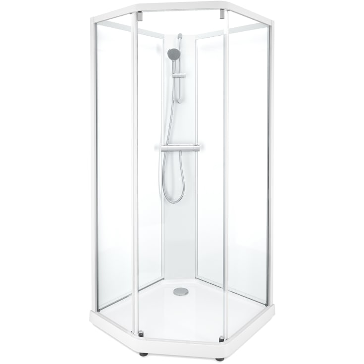 Contura Shower Showerama dusjkabinett-pakke, 100x100 cm, hvit profil, klart/frostet glass