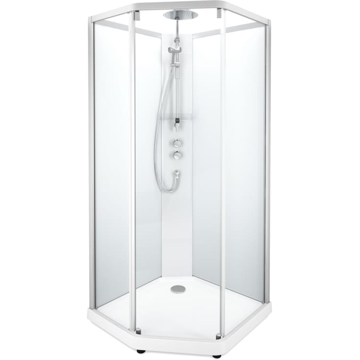 Contura Shower Showerama dusjkabinett-pakke, 100x100 cm, hvit profil, klart/frostet glass