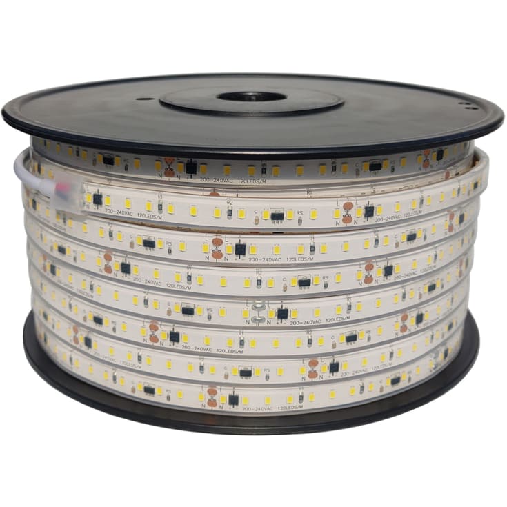 LED Strip 230V 5m 10W 3000K RA90 950 lumen IP66 10cm klip dæmpb