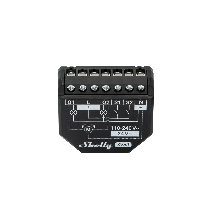 Shelly 2PM Gen3, WiFi relæ/jalousi, 2 kanaler med effektmåling